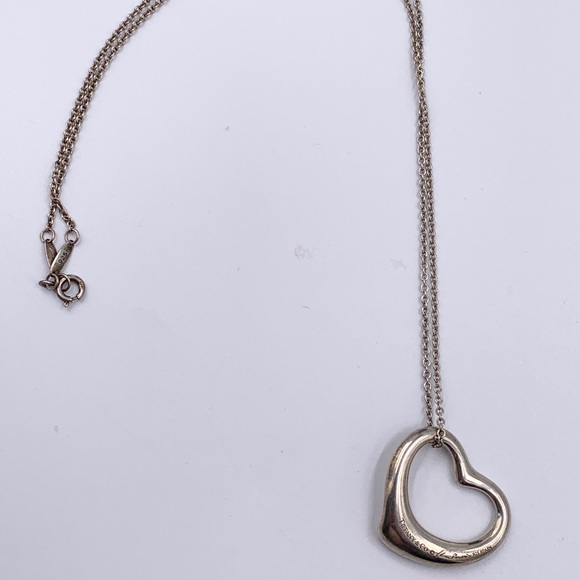 Authentic Tiffany & Co 925 Silver Elsa Peretti Large (27mm) Open Heart Necklace - Picture 6 of 10